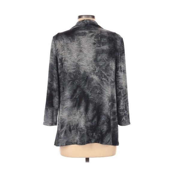 Alberto Makali Tie Dye Cardigan Tunic Top Open Front Top Black Gray Sz L - Picture 5 of 6